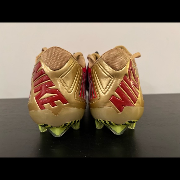 Size 9.5 Nike Vapor Carbon Elite 2 TD Football Cleats Red Gold 49ers 657441-628 - Picture 3 of 6